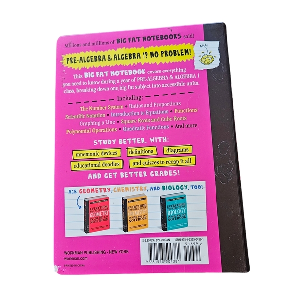 Everything You Need to Ace Pre-Algebra and Algebra 1 in One Big Fat Notebook - Picture 2 of 4